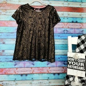 Black/gold lace top.